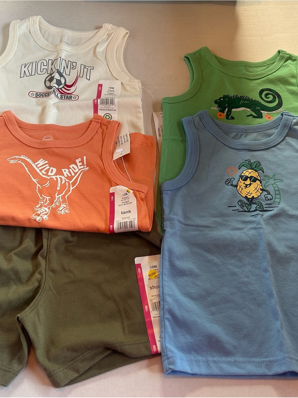 wonder nation Kids 4 tanks and shorts lot
